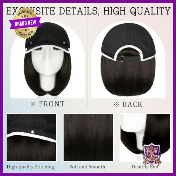 Waterproof Baseball Cap Wig 14in Synthetic Hairpiece Adjustable Quick Dry Hat